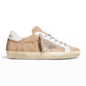 ISO size 37 Golden Goose Superstar Crystal Leather Low-Top Sneakers- light tan